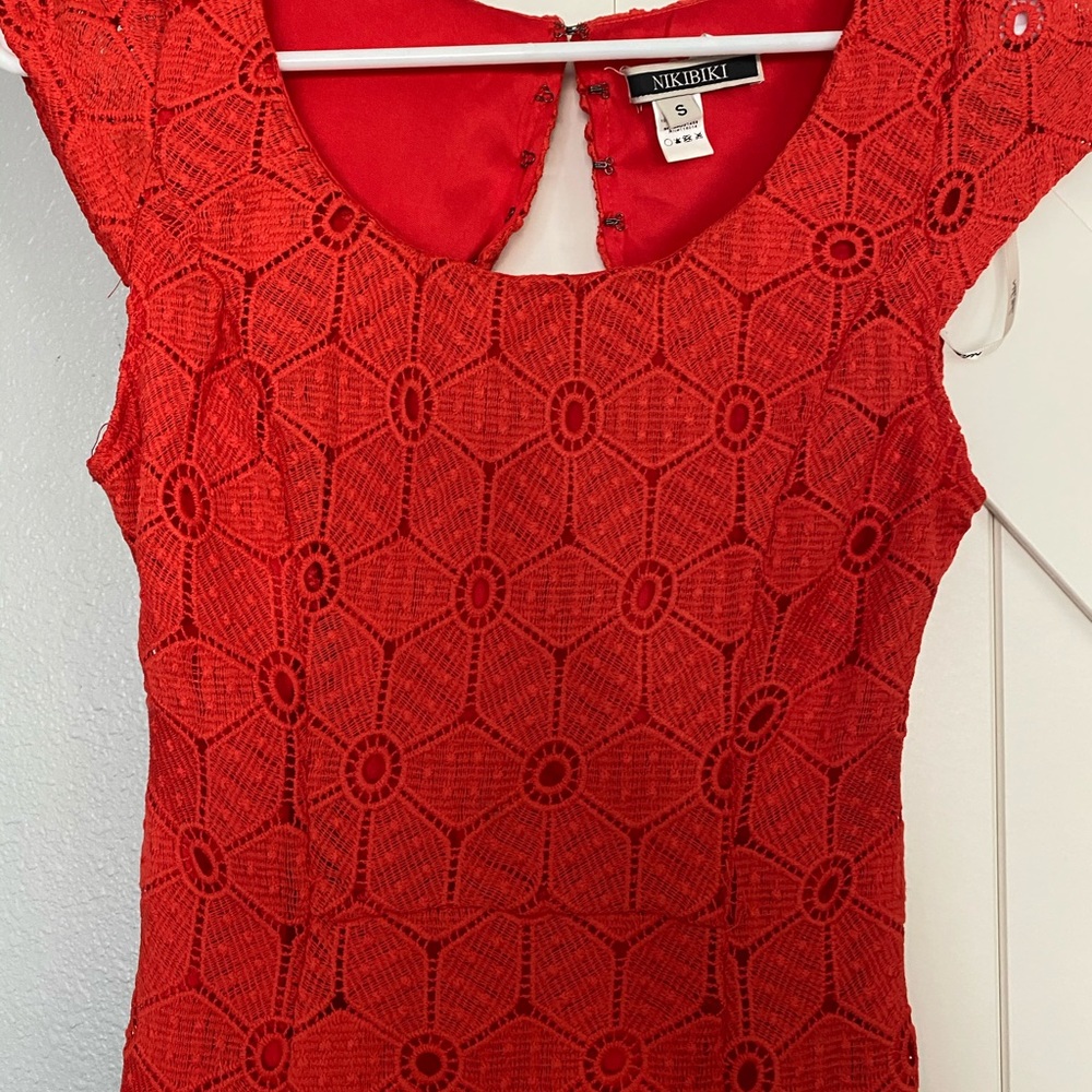 Eyelet Red Dress - Picture 5 of 7